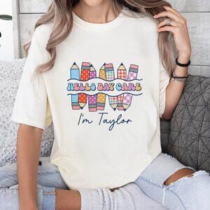 Hello Daycare Shirt, Back To School Tees With Kids Name, Custom Name Shirt